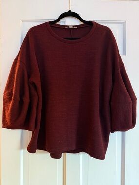 Burgundy Dolman Sleeve Knit Top